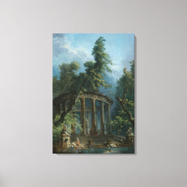 Lienzo La piscina de baño - Hubert Robert (Anverso)