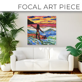 Lienzo La puesta de sol en la playa