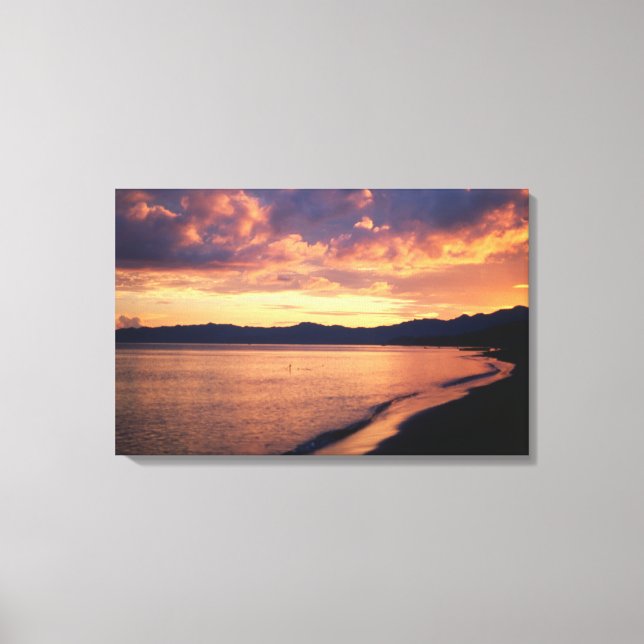 Lienzo La puesta de sol en la playa (Anverso)