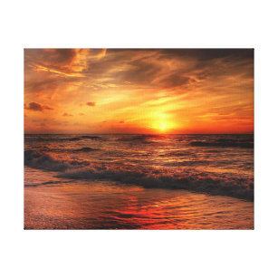 Lienzo La puesta de sol más perfecta de la playa