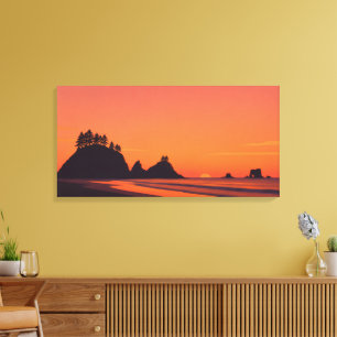 Lienzo La Push Washington Atardecer Minimalista Costero