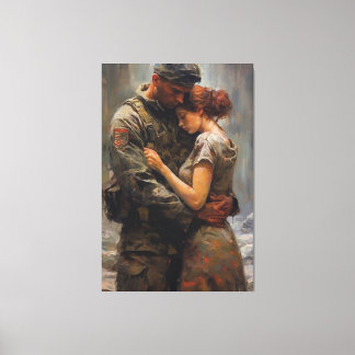 Lienzo La serenidad de los soldados: un retrato de amor