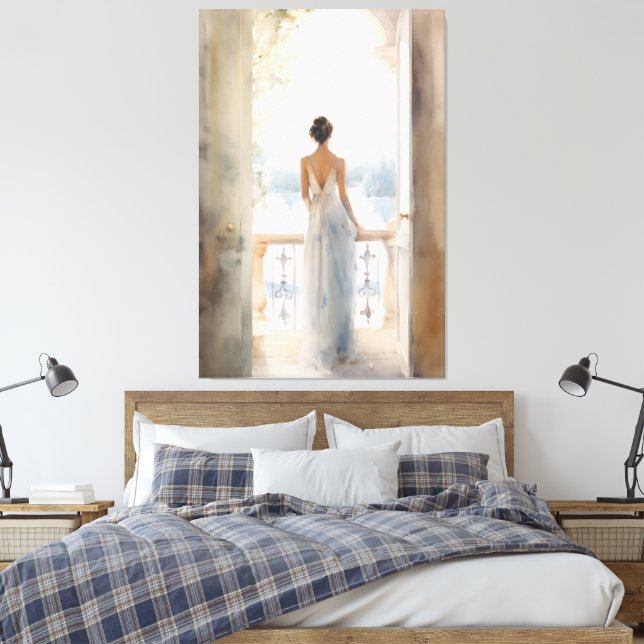 Lienzo La Serenidad del Balcón: la Seaview de las Acuarel (Insitu(Dormitorio))