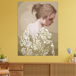 Lienzo La Serenidad Dorada - Un retrato de la reflexión