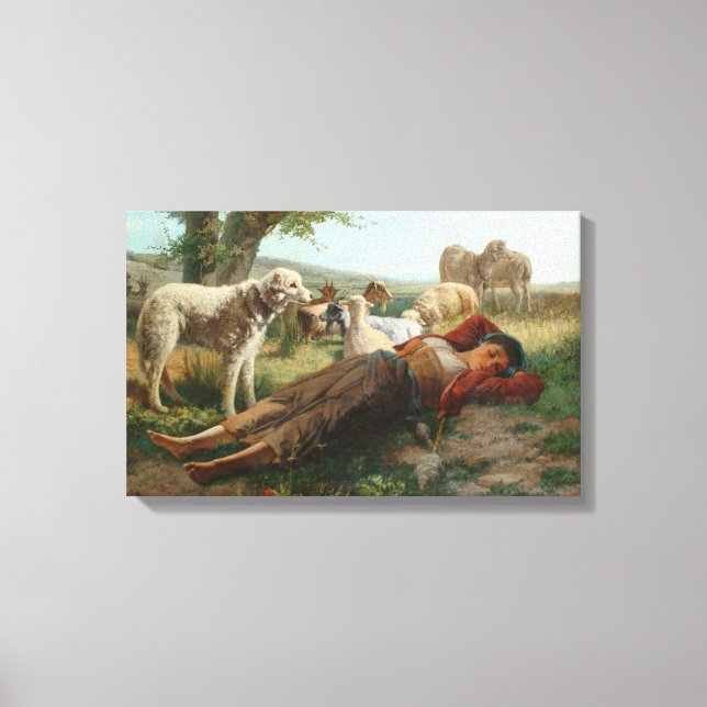 Lienzo La siesta de la pastora de cabras (de Carlo Ademol (Anverso)