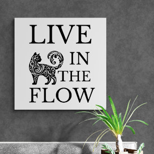 Lienzo La silueta artística del gato Live In The Flow.