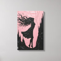 La silueta se balancea en negro sobre rosado