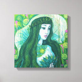 Lienzo La sirena del cabello verde bajo el agua Fantasía 
