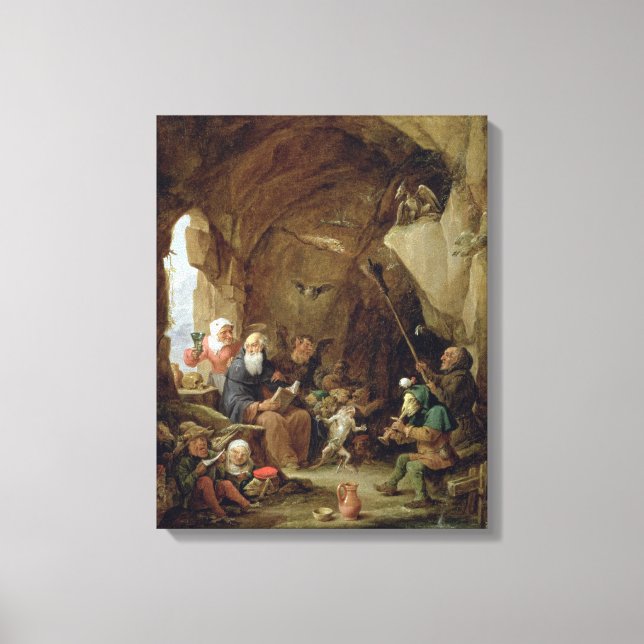 Lienzo La tentación de San Antonio en una caverna rocosa (Anverso)