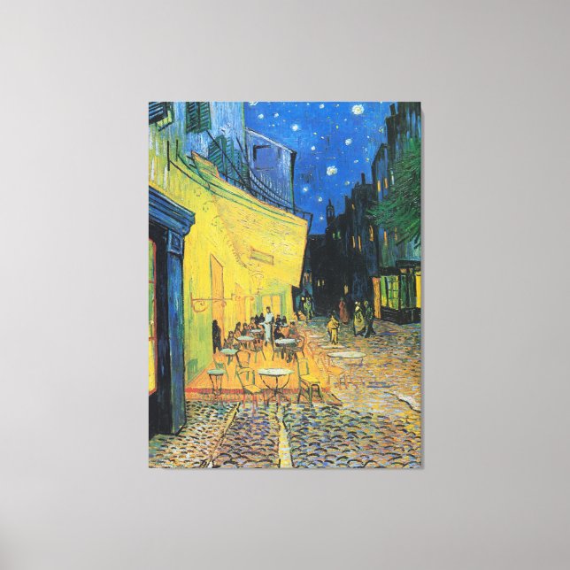 Lienzo La terraza del café de Vincent van Gogh por la noc (Anverso)