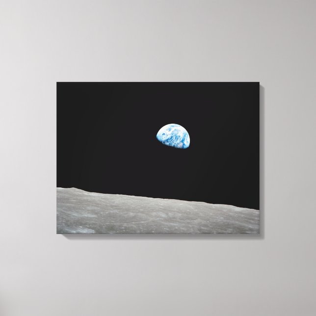 Lienzo La Tierra Se Levanta Sobre El Horizonte Lunar. (Anverso)