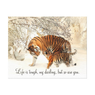 Lienzo La tigresa y Cub "vida es duros, mi querido… "