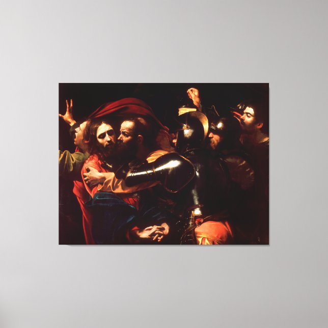 Lienzo La toma de Cristo por Caravaggio (1602) (Anverso)