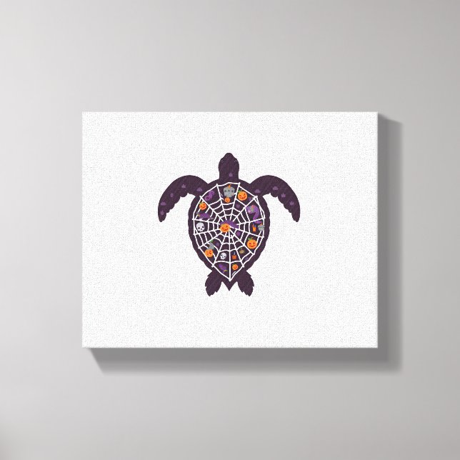 Lienzo La tortuga marina Halloween Araña Calabaza Fantasm (Anverso)
