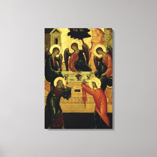 Lienzo La trinidad santa, escuela de Novgorod, siglo XV