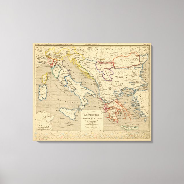 Lienzo La Turquie, la Grece et l'Italie de 1700 a 1840 (Anverso)