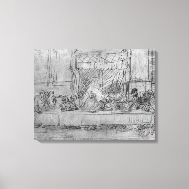 Lienzo La última cena, después del fresco de Leonardo da (Anverso)