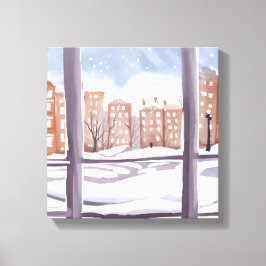Lienzo La ventana de Mema | Pintura de ventana de ciudad 