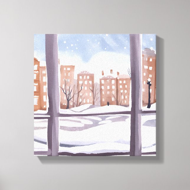 Lienzo La ventana de Mema | Pintura de ventana de Snowy C (Anverso)