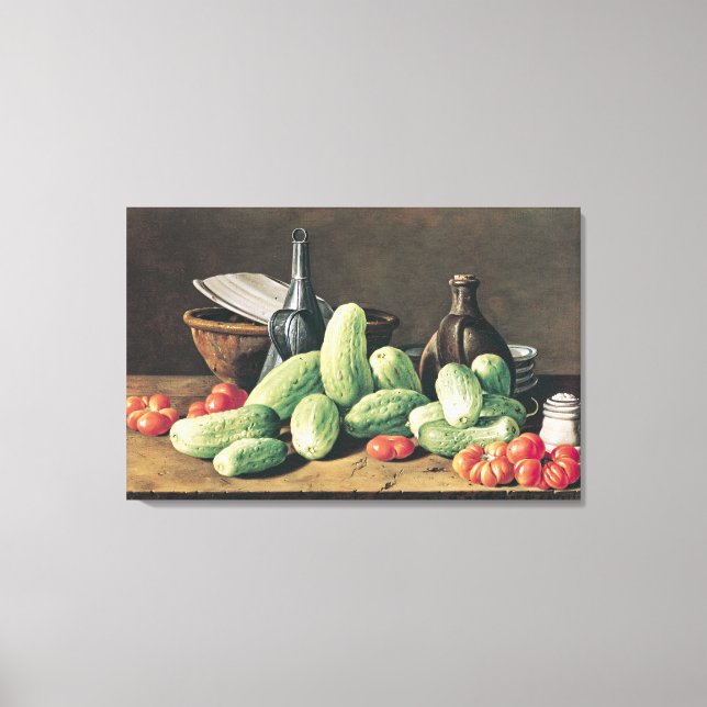 Lienzo La vida con pepinos y tomates (Anverso)