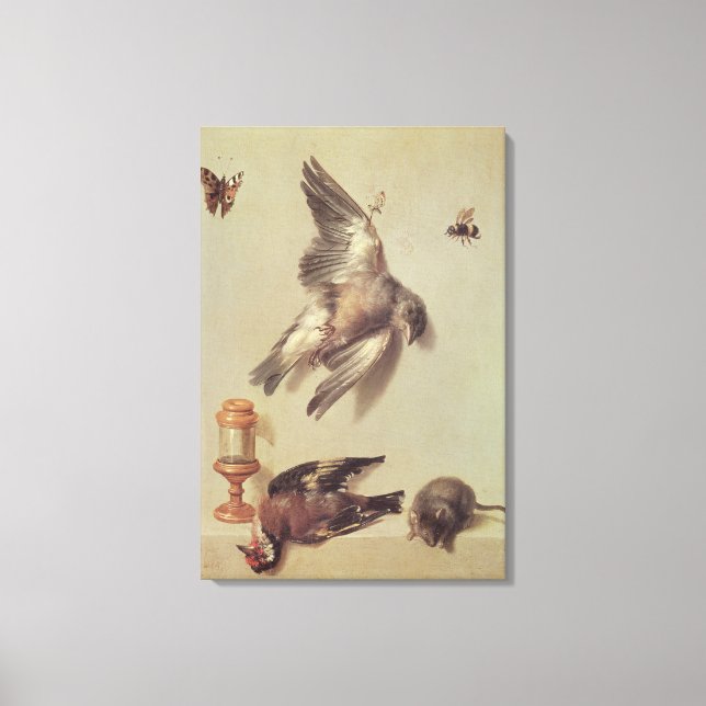 Lienzo La vida de los pájaros muertos y un ratón, 1712 (Anverso)
