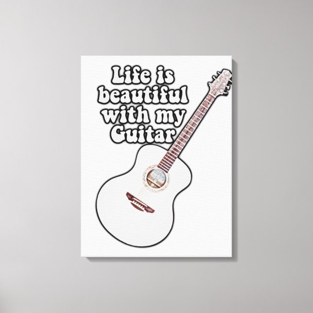Lienzo La vida es hermosa con mi guitarra. (Anverso)