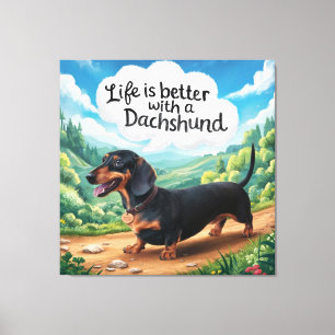 Lienzo La Vida Es Mejor Con Un Dachshund