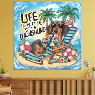 Lienzo La Vida Es Mejor Con Un Dachshund