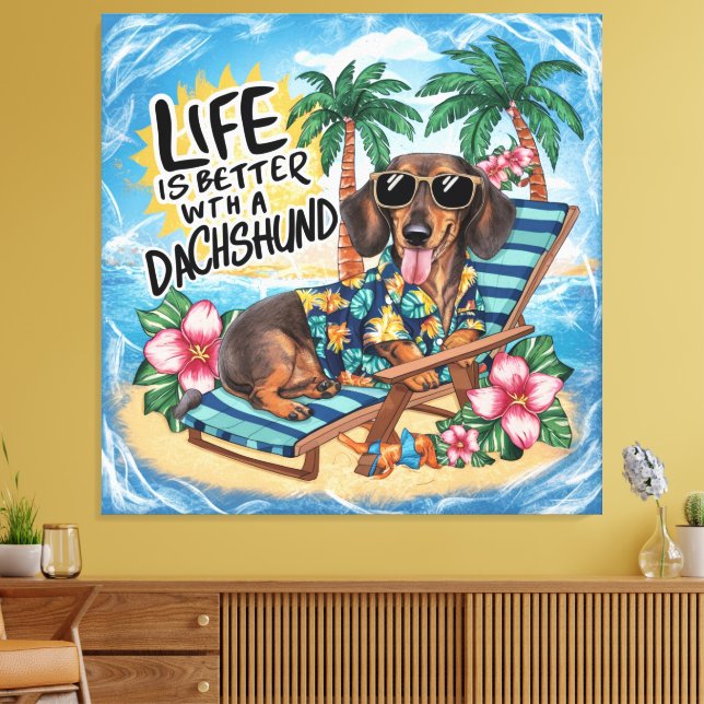 Lienzo La Vida Es Mejor Con Un Dachshund (Insitu (Sala de estar))