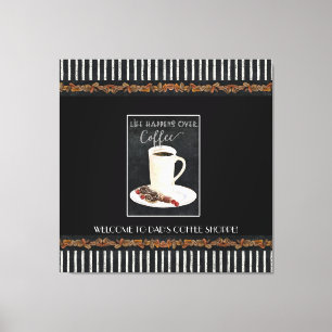 Lienzo La vida pasa por la cafetería de Dads Negra y Blan