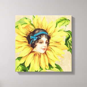 Lienzo La virgen dama victoriana verano girasol con nombr