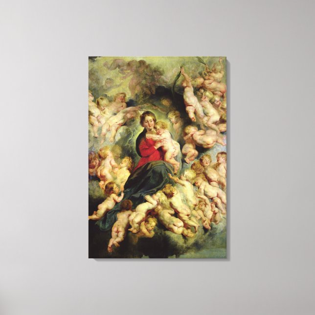 Lienzo La Virgen y el Niño rodeados (Anverso)