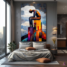 Lienzo La visión cubista moderna del pensador