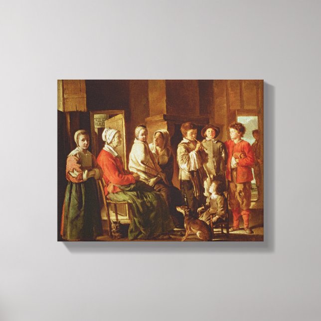 Lienzo La visita a la abuela (aceite sobre lienzo) (Anverso)