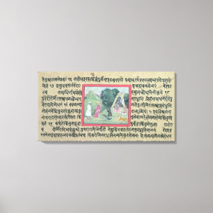 Lienzo La visita de un jefe de Rajput a un ermitaño de u