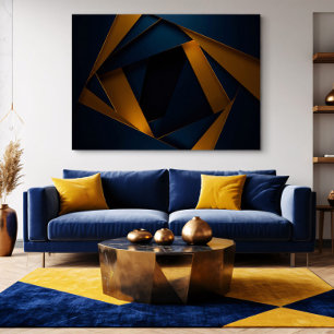 Lienzo Laberinto Azul Dorado