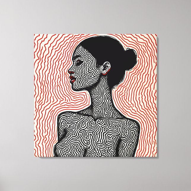 Lienzo Laberinto de su despertar – Un retrato minimalista (Anverso)