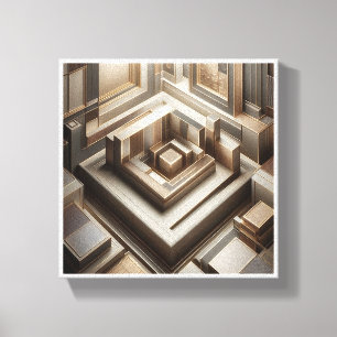 Lienzo Laberinto geométrico 3D de lujo - Arco moderno dor