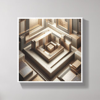 Lienzo Laberinto geométrico 3D de lujo - Arco moderno dor