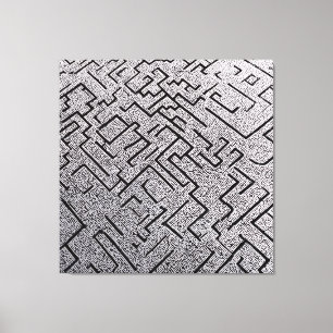 Lienzo Laberinto Intrincado de Negro y Blanco