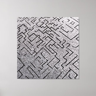 Lienzo Laberinto Intrincado de Negro y Blanco