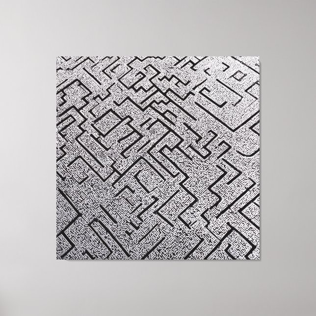 Lienzo Laberinto Intrincado de Negro y Blanco (Anverso)