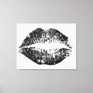 Lienzo Labios de Purpurina negro #2