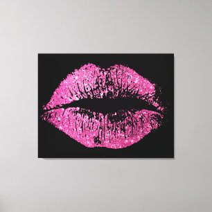 Lienzo Labios de Purpurina rosado