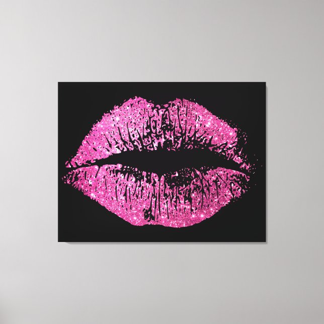 Lienzo Labios de Purpurina rosado (Anverso)