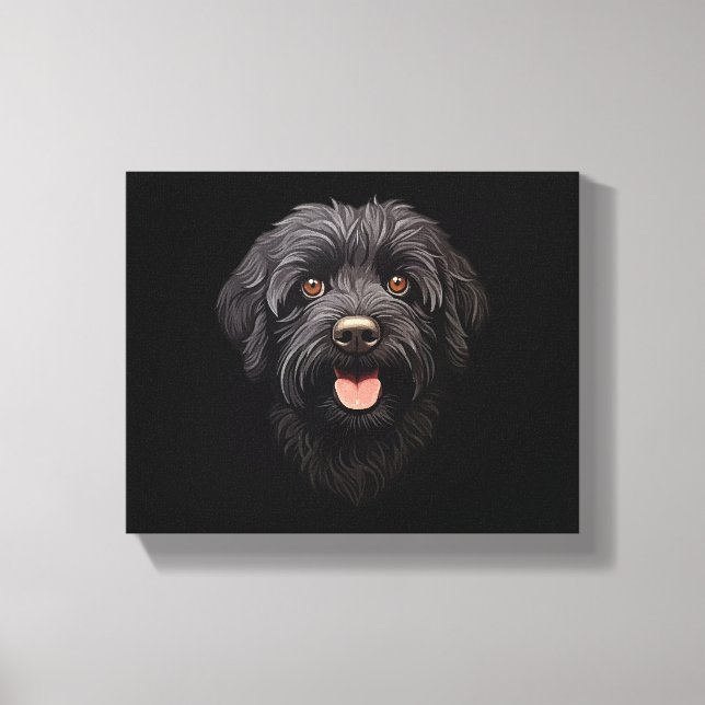 Lienzo Labradoodle Perro Negro (Anverso)