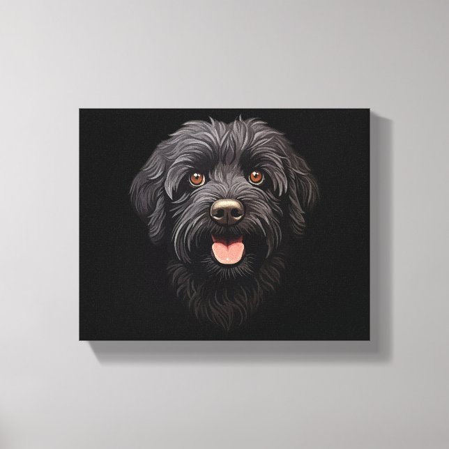 Lienzo Labradoodle Perro Negro (Anverso)