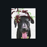 Lienzo Labrador Negro Con Fascinador Verde<br><div class="desc">Mascotas</div>