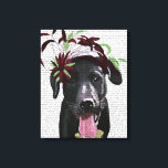 Lienzo Labrador Negro Con Fascinador Verde<br><div class="desc">Mascotas</div>