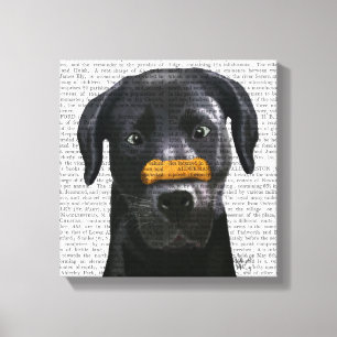 Lienzo Labrador negro con huesos en la nariz